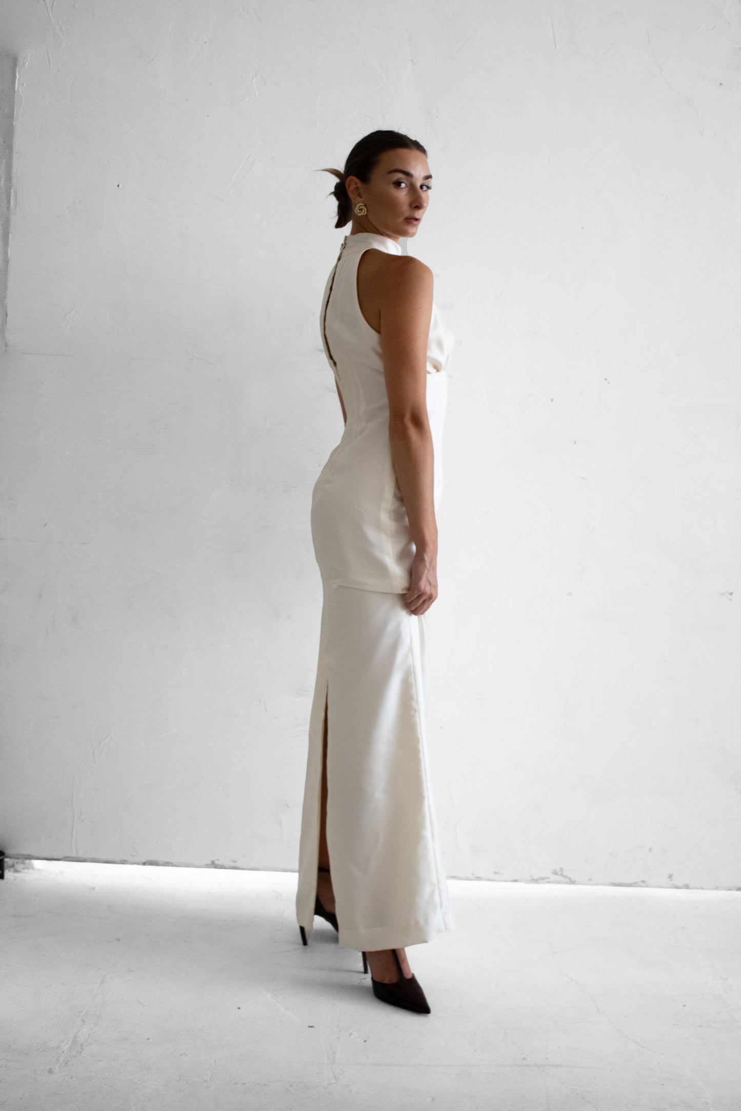 Cartagena Silk High-Neck Dress